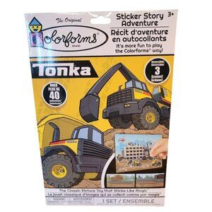 Colorforms Tonka Construction Trucks Sticker Story Adventure Retro Pretend Play